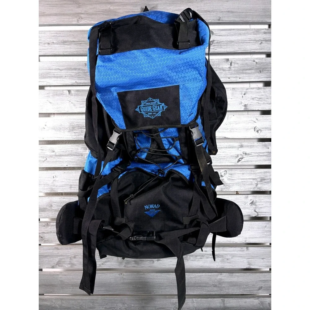 Guide Gear Nomad 100 Internal Frame Backpack Blue Black Hiking Trekking Pack vtg
